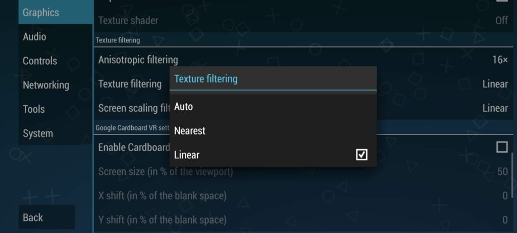 Set texture filtering to linear